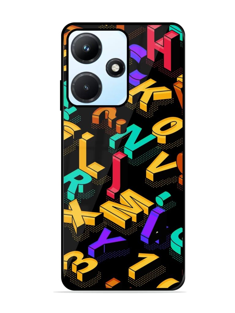 Seamless Pattern With Letters Glossy Metal Phone Cover for Infinix Hot 30I Zapvi