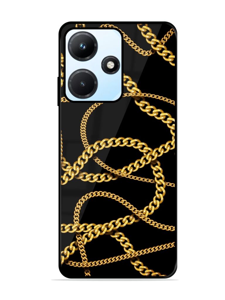 Decorative Golde Chain Glossy Metal Phone Cover for Infinix Hot 30I Zapvi