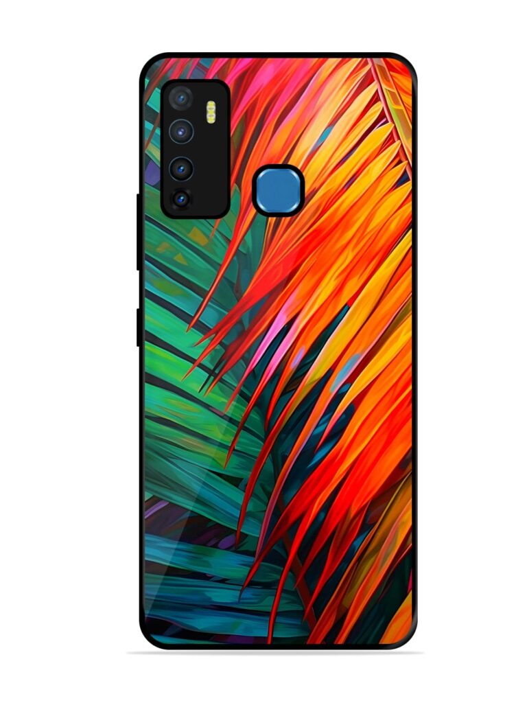 Painted Tropical Leaves Glossy Metal Phone Cover for Infinix Hot 9 Zapvi