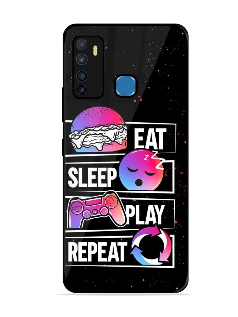 Eat Sleep Play Repeat Glossy Metal Phone Cover for Infinix Hot 9 Zapvi