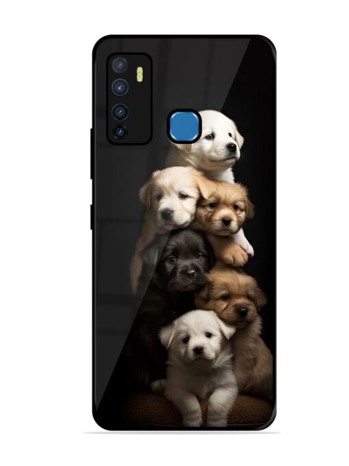 Cute Baby Dogs Glossy Metal Phone Cover for Infinix Hot 9 Zapvi