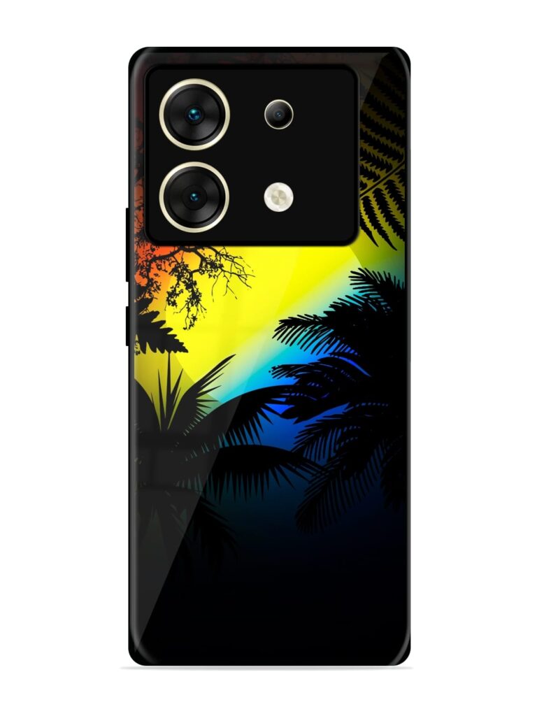 Colorful Sunset With Palm Trees Glossy Metal Phone Cover for Infinix Zero 30 (5G) Zapvi