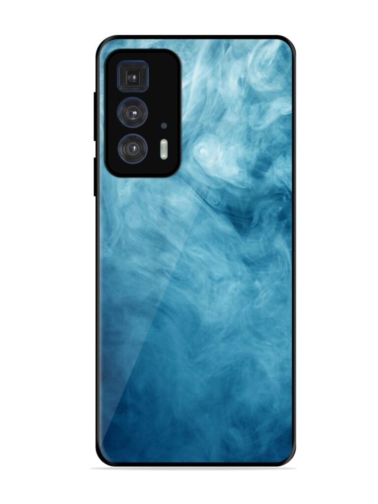 Blue Smoke Art Glossy Metal Phone Cover for Motorola Edge 20 Pro Zapvi
