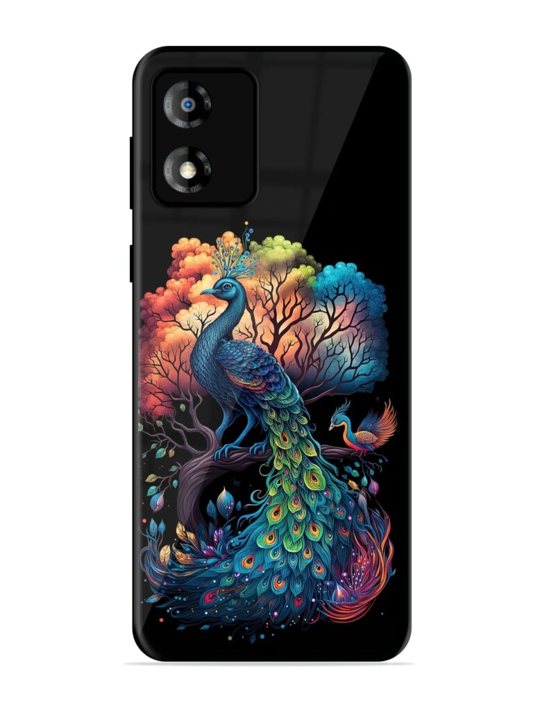 Peacock Tree Art Glossy Metal Phone Cover for Motorola Moto E13 Zapvi