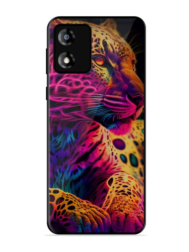 Leopard Art Glossy Metal Phone Cover for Motorola Moto E13 Zapvi