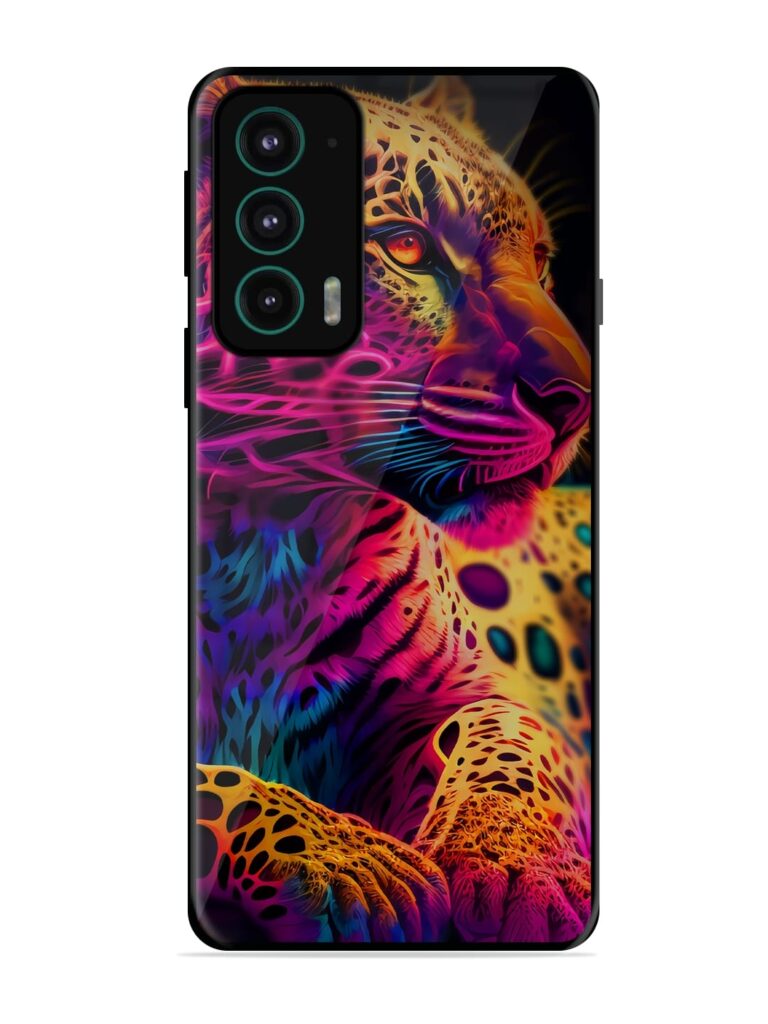 Leopard Art Glossy Metal Phone Cover for Motorola Moto Edge 20 Zapvi