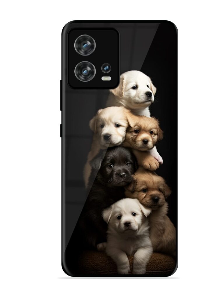 Cute Baby Dogs Glossy Metal Phone Cover for Motorola Moto Edge 30 Fusion Zapvi