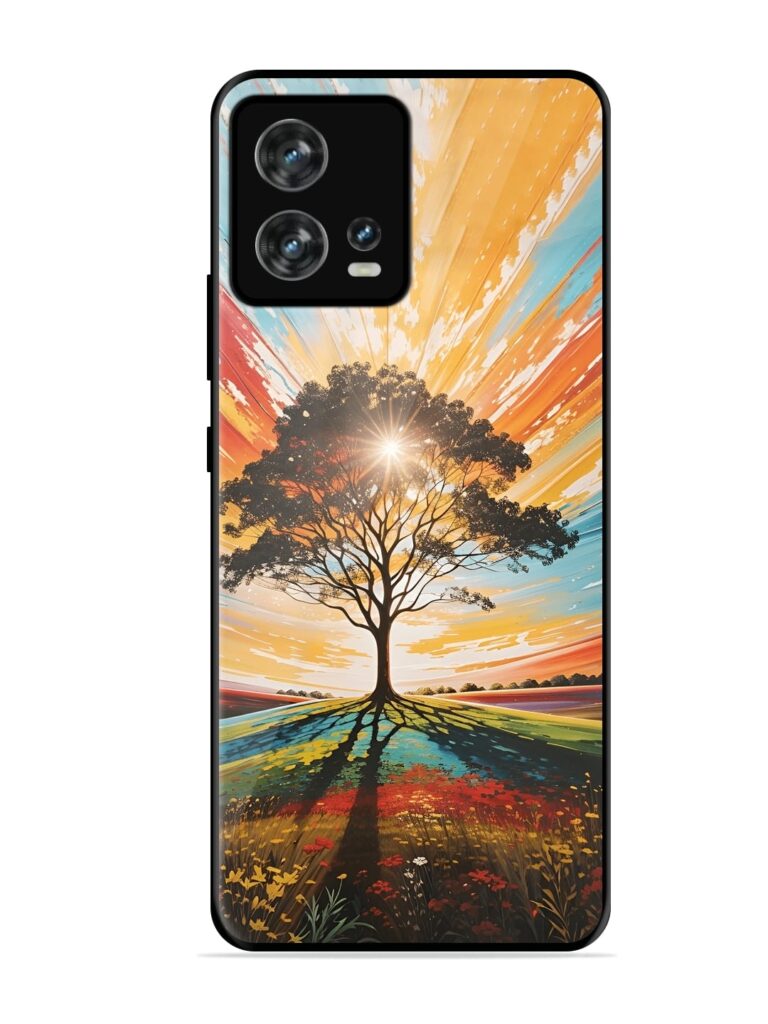 Abstract Tree Colorful Art Glossy Metal Phone Cover for Motorola Moto Edge 30 Fusion Zapvi