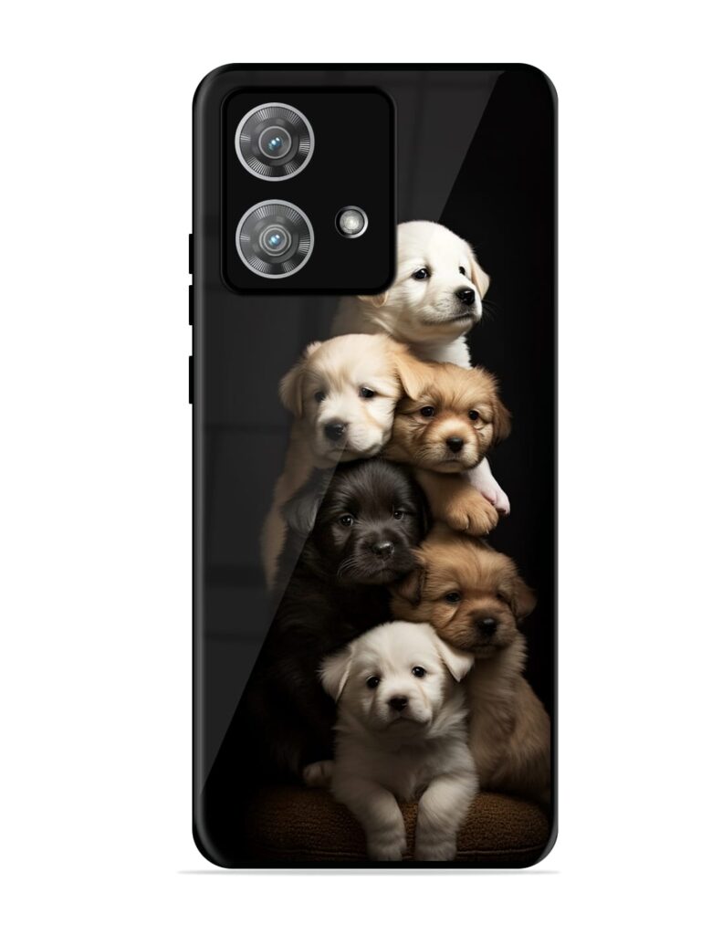 Cute Baby Dogs Glossy Metal Phone Cover for Motorola Moto Edge 40 Neo Zapvi