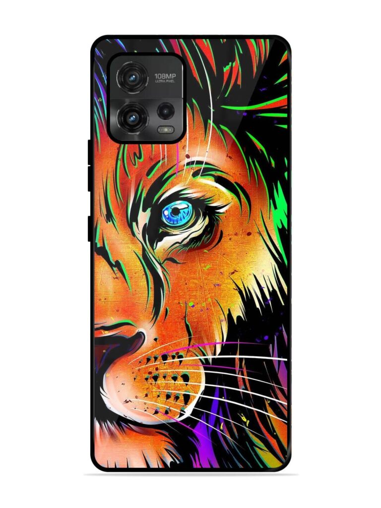 Colorful Lion Design Glossy Metal TPU Phone Cover for Motorola Moto G72 Zapvi