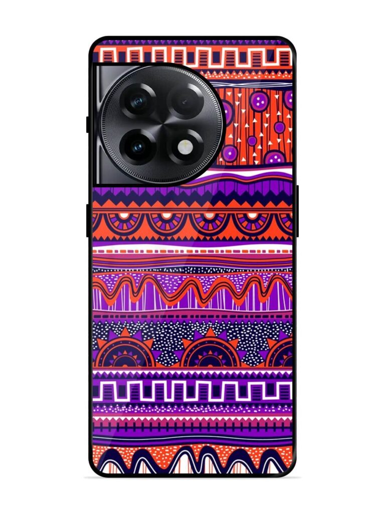 Ethnic Seamless Pattern Glossy Metal TPU Phone Cover for Oneplus 11R (5G) Zapvi