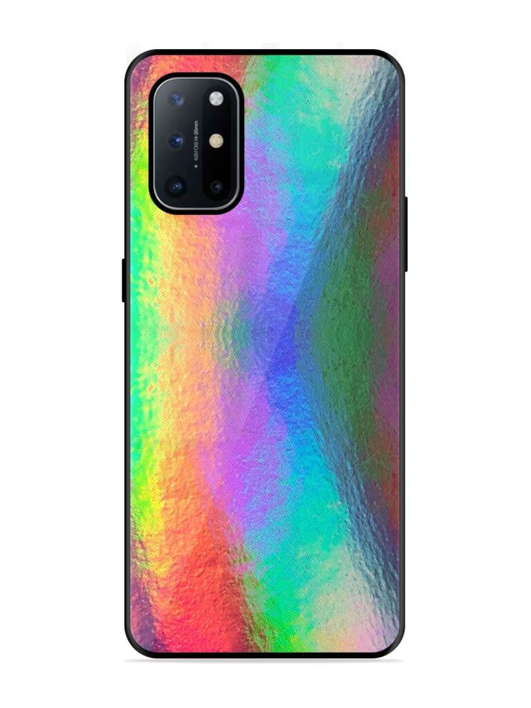 Colorful Holographic Background Glossy Metal TPU Phone Cover for Oneplus 8T (5G) Zapvi