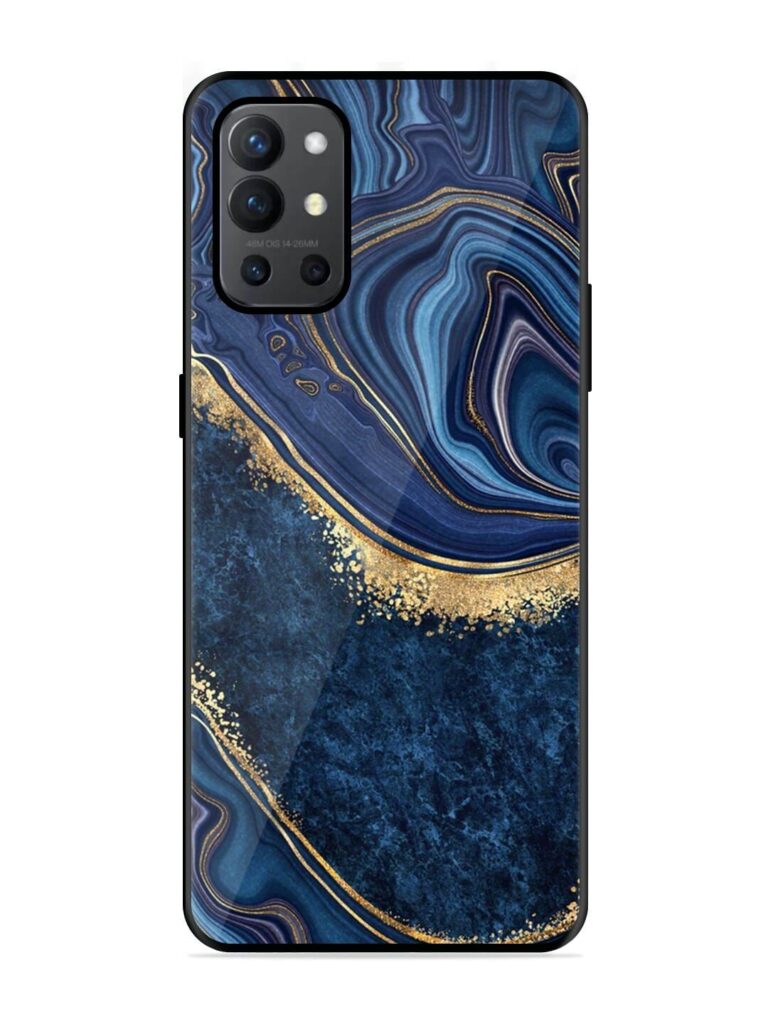 Abstract Background Blue Glossy Metal TPU Phone Cover for Oneplus 9R (5G) Zapvi