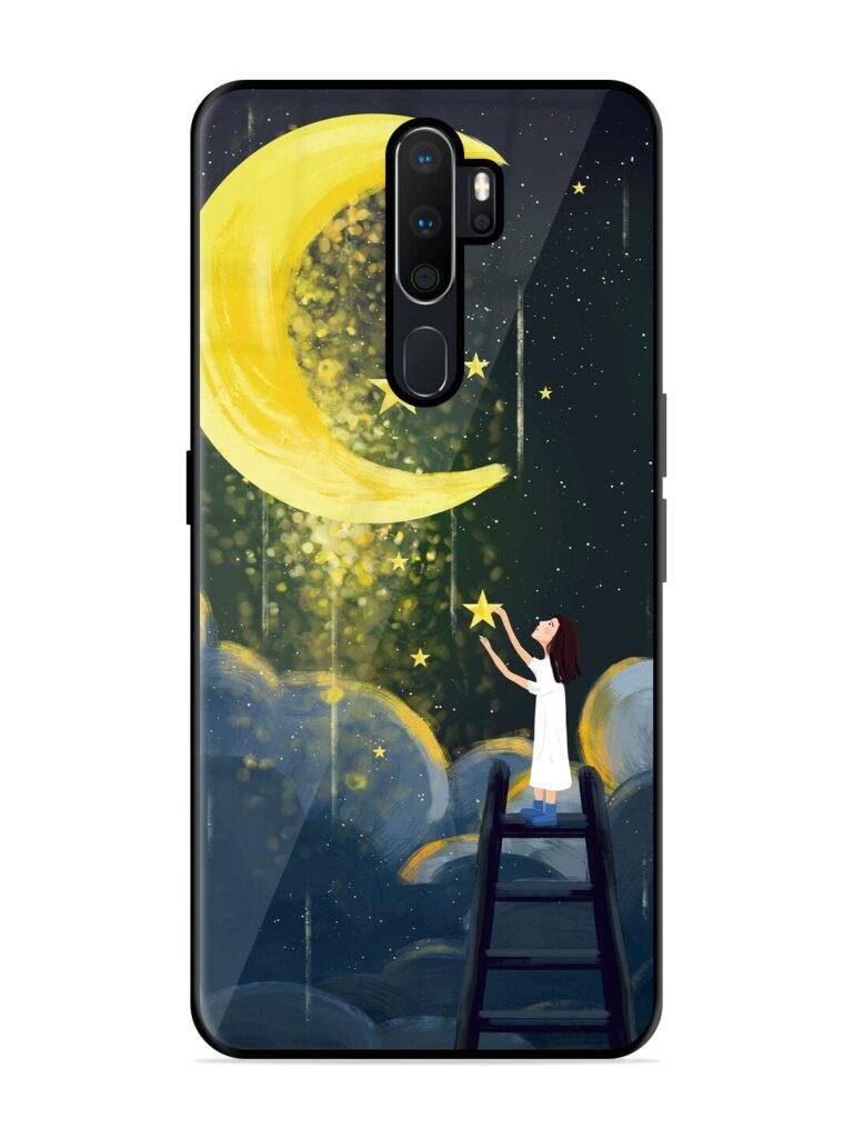 Moonlight Healing Night Illustration Glossy Metal TPU Phone Cover for Oppo A9 Zapvi