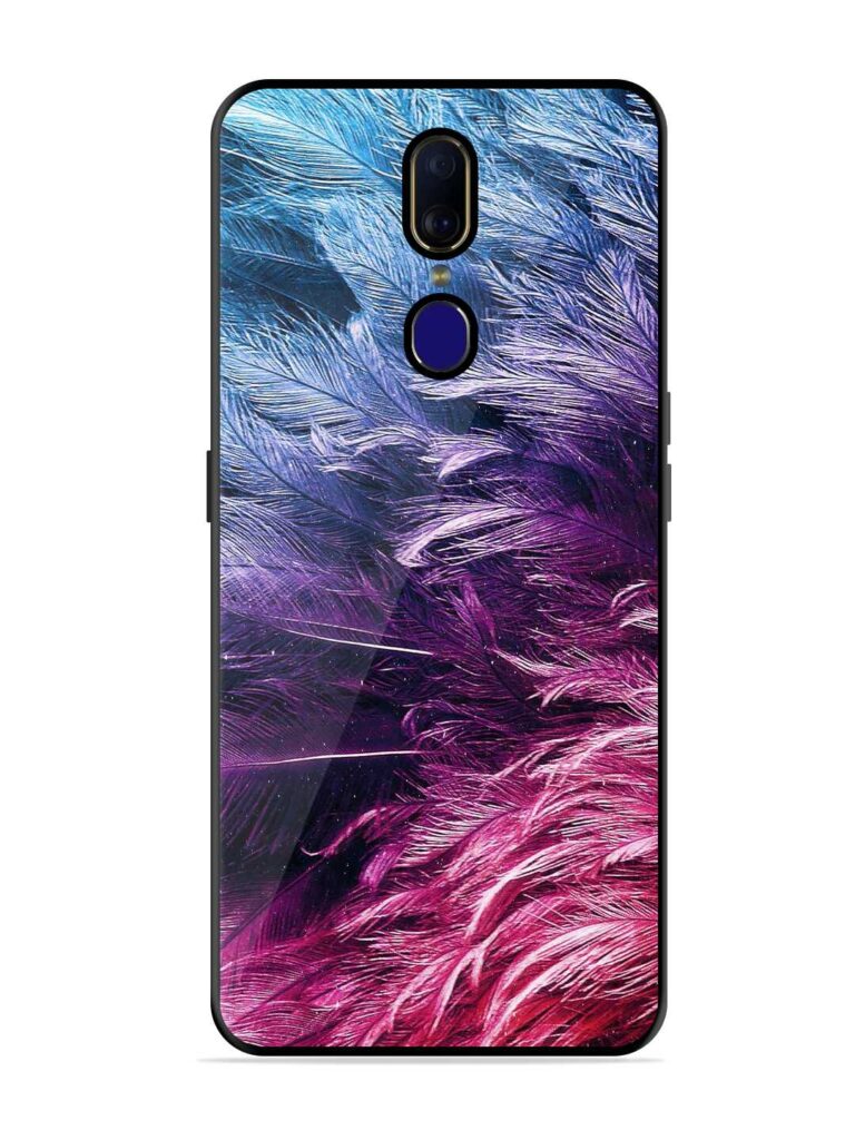 Light Grey Feather Background Glossy Metal Phone Cover for Oppo F11 Zapvi