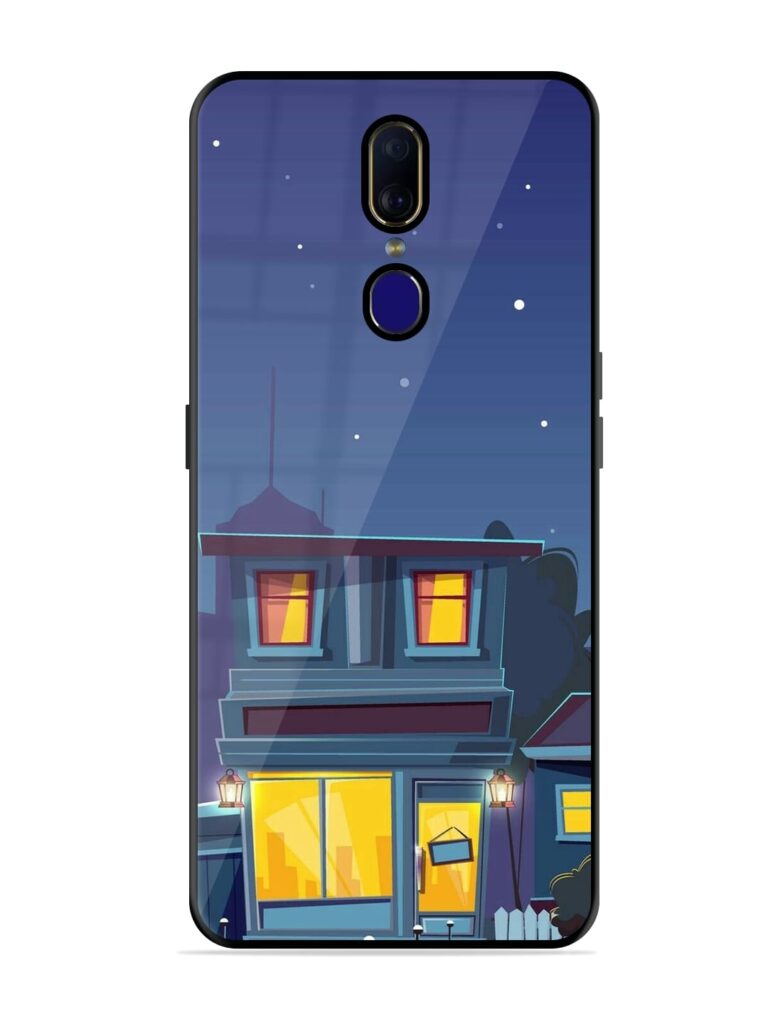 Vector Night House Glossy Metal Phone Cover for Oppo F11 Zapvi