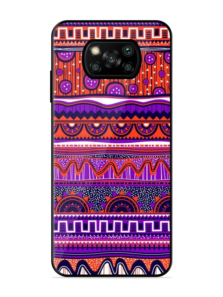 Ethnic Seamless Pattern Glossy Metal TPU Phone Cover for Poco X3 Zapvi
