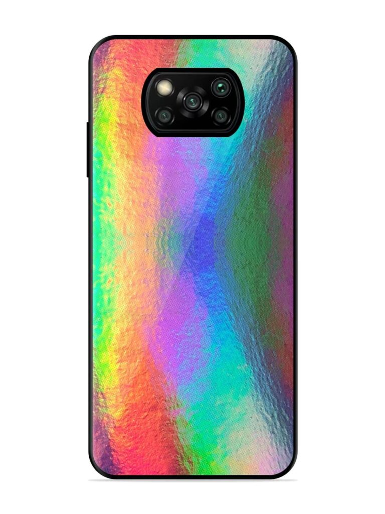 Colorful Holographic Background Glossy Metal TPU Phone Cover for Poco X3 Zapvi