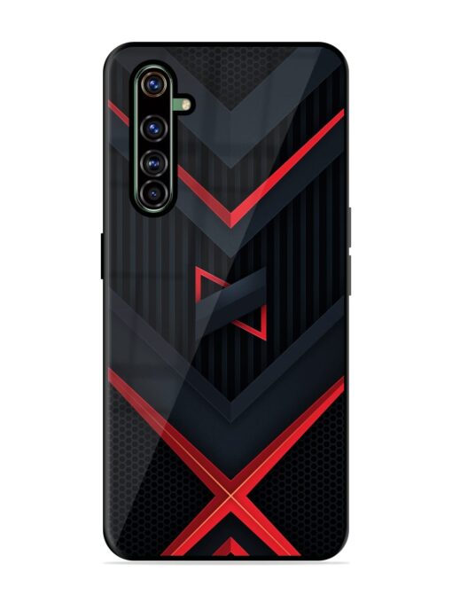 Red Gray Abstract Glossy Metal Phone Cover for Realme X50 Pro Zapvi