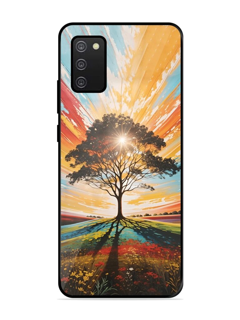 Abstract Tree Colorful Art Glossy Metal Phone Cover for Samsung Galaxy A03S Zapvi