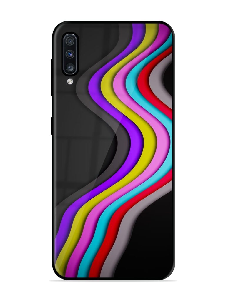 Liquid Blue Abstract Glossy Metal Phone Cover for Samsung Galaxy A70S Zapvi