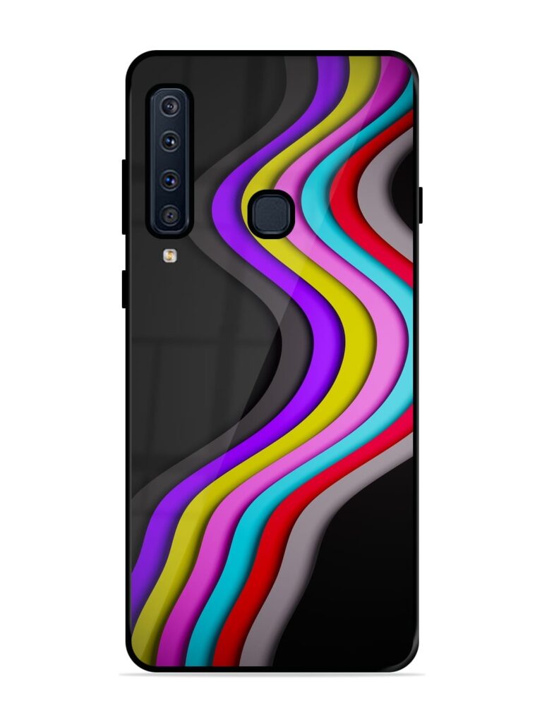 Liquid Blue Abstract Glossy Metal Phone Cover for Samsung Galaxy A9 (2018) Zapvi