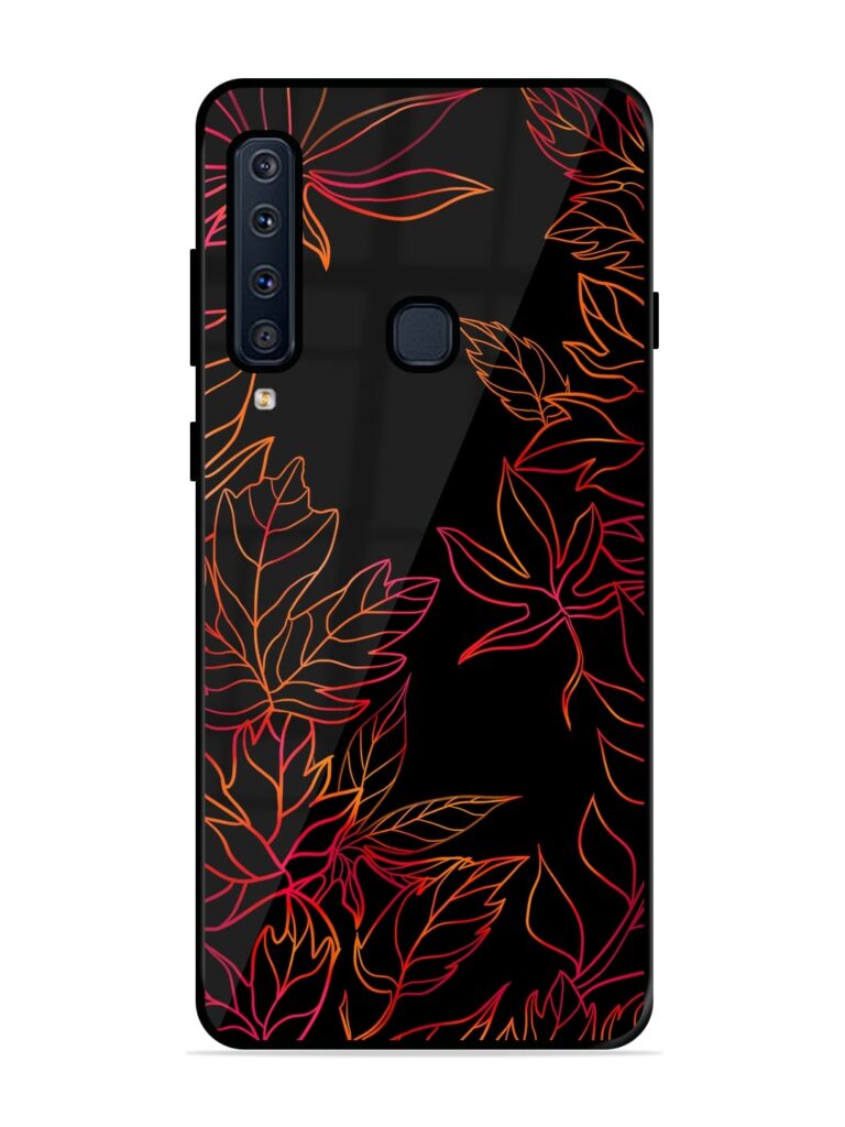 Red Floral Pattern Glossy Metal Phone Cover for Samsung Galaxy A9 (2018) Zapvi
