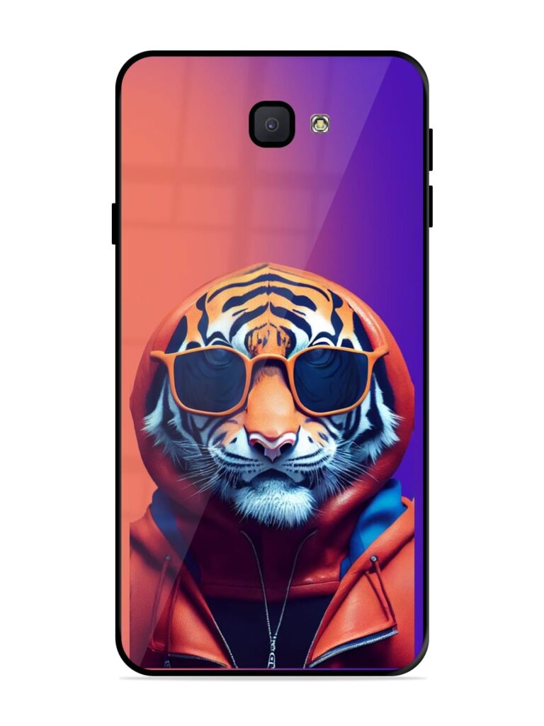 Tiger Animation Glossy Metal Phone Cover for Samsung Galaxy J7 Prime Zapvi