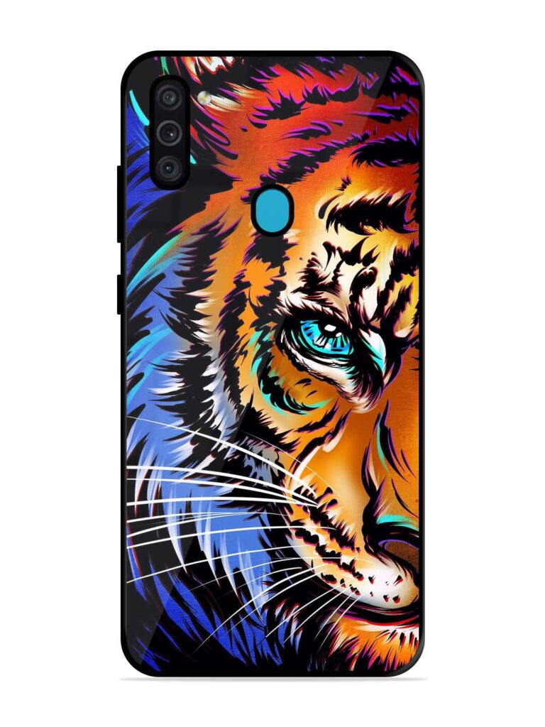 Colorful Lion Art Glossy Metal Phone Cover for Samsung Galaxy M11 Zapvi
