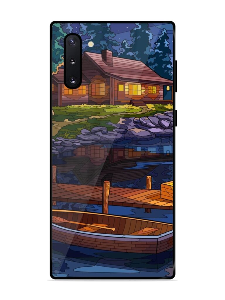 Village Night Scene Glossy Metal Phone Cover for Samsung Galaxy Note 10 Zapvi