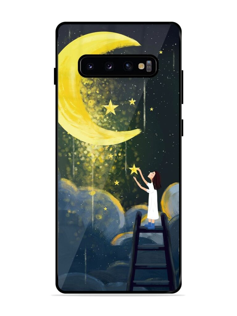 Moonlight Healing Night Illustration Glossy Metal TPU Phone Cover for Samsung Galaxy S10 Plus Zapvi