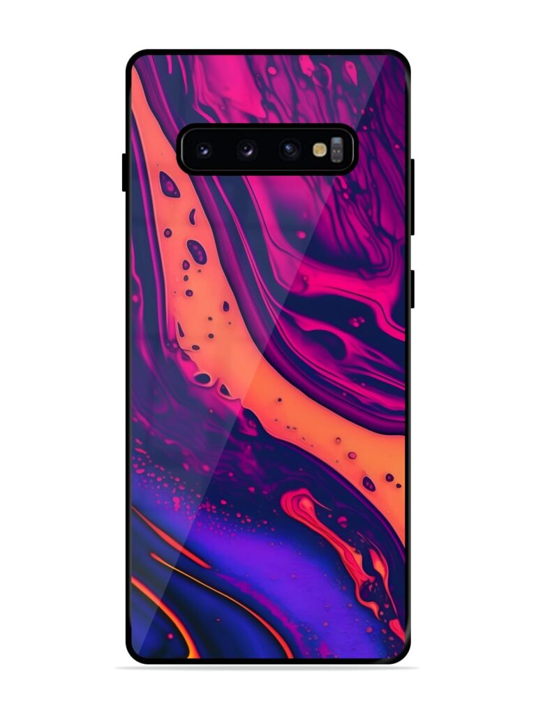Fluid Blue Pink Art Glossy Metal Phone Cover for Samsung Galaxy S10 Plus Zapvi