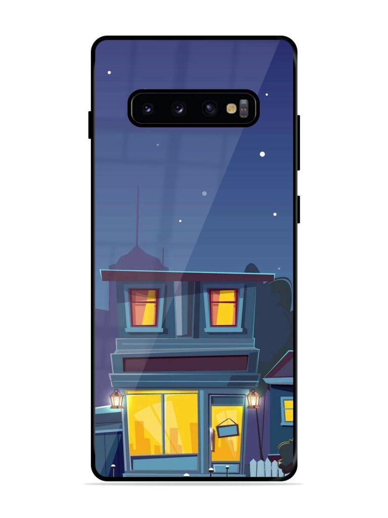 Vector Night House Glossy Metal Phone Cover for Samsung Galaxy S10 Plus Zapvi