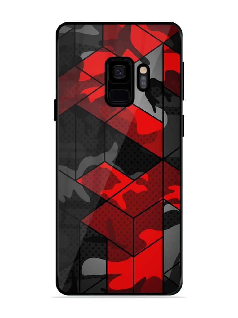 Royal Red Camouflage Pattern Glossy Metal Phone Cover for Samsung Galaxy S9 Zapvi