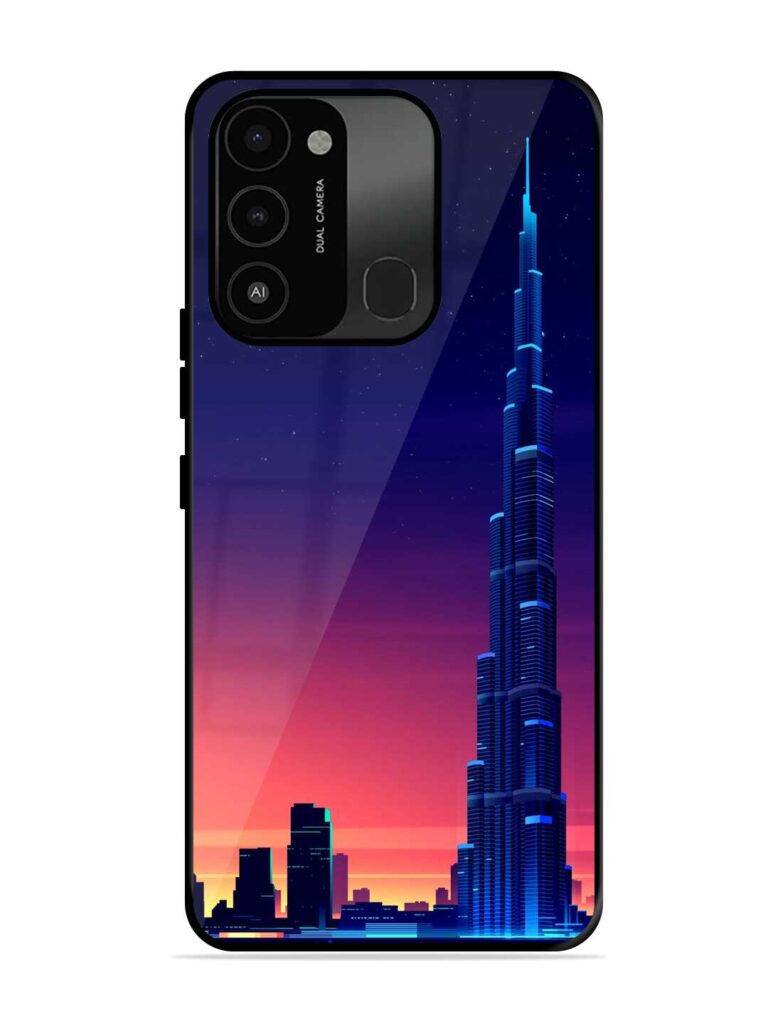 Burj Khalifa Abstract Glossy Metal Phone Cover for Tecno Spark 8C Zapvi