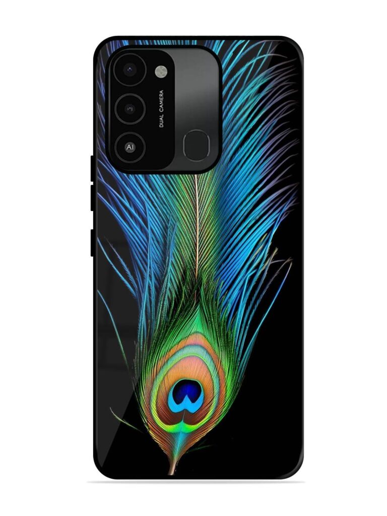 Peacock Feather Glossy Metal TPU Phone Cover for Tecno Spark 8C Zapvi