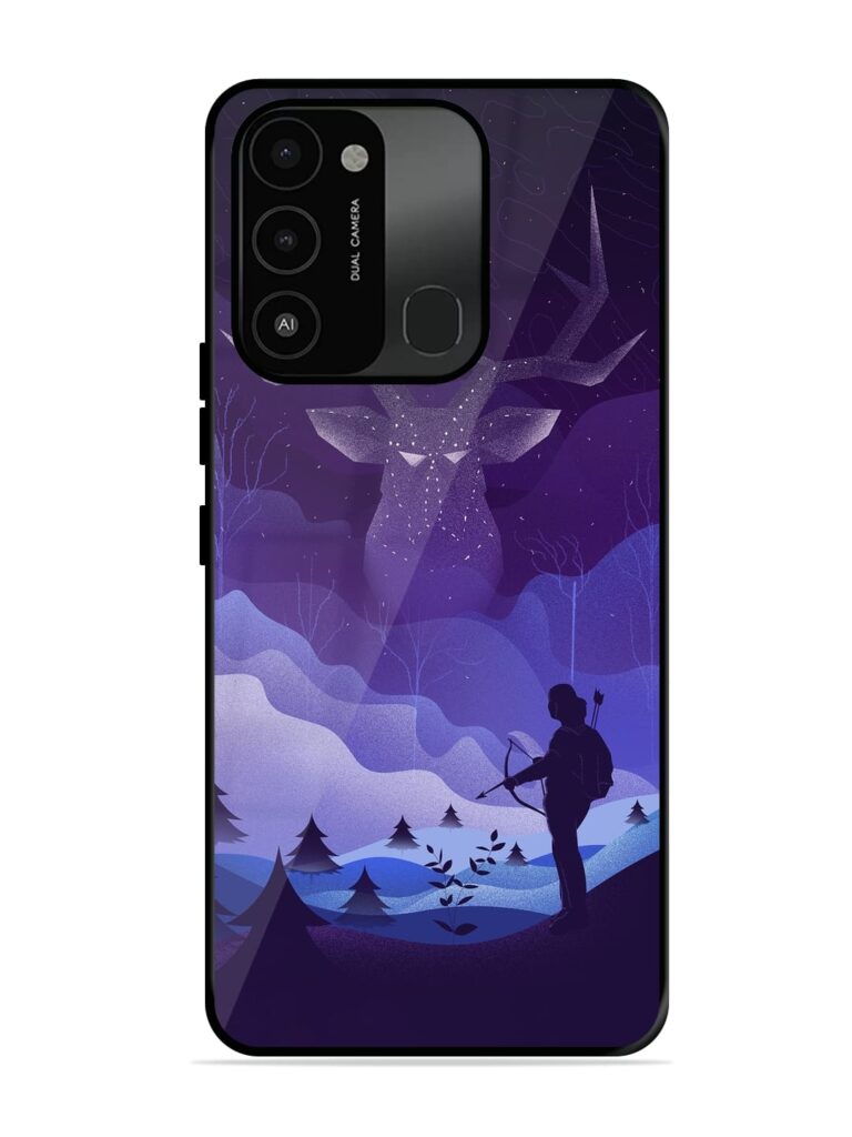 Deer Forest River Glossy Metal Phone Cover for Tecno Spark 8C Zapvi
