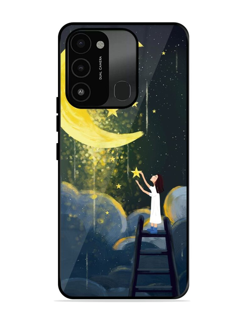 Moonlight Healing Night Illustration Glossy Metal TPU Phone Cover for Tecno Spark Go (2022) Zapvi