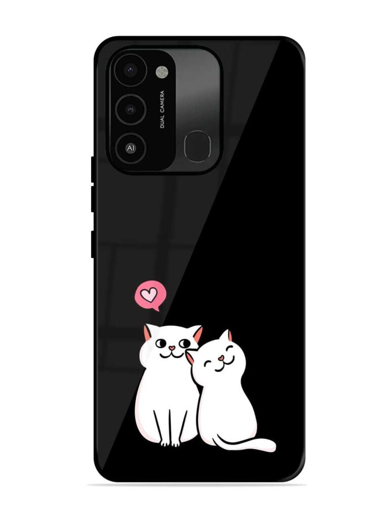 Cat Love Glossy Metal Phone Cover for Tecno Spark Go (2022) Zapvi