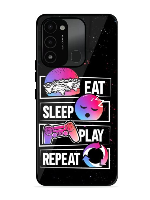 Eat Sleep Play Repeat Glossy Metal Phone Cover for Tecno Spark Go (2022) Zapvi
