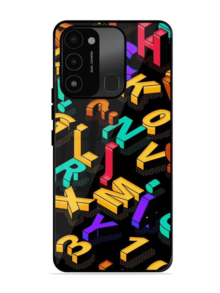 Seamless Pattern With Letters Glossy Metal Phone Cover for Tecno Spark Go (2022) Zapvi