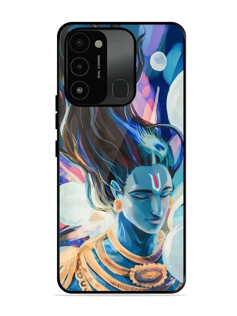 Bhagwan Sri Krishna Glossy Metal Phone Cover for Tecno Spark Go (2022) Zapvi