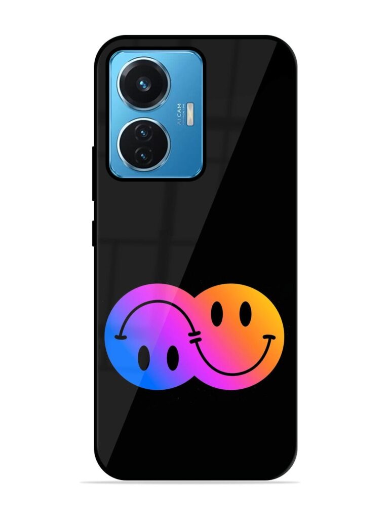 Gradient Smile Art Glossy Metal TPU Phone Cover for Vivo T1 (44W) Zapvi
