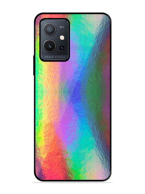 Colorful Holographic Background Glossy Metal TPU Phone Cover for Vivo Y75 (5G) Zapvi