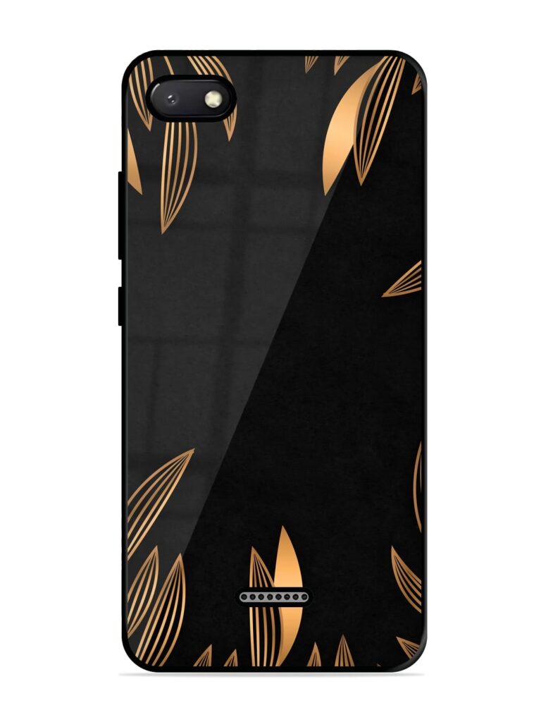 Golden Leaf Pattern Glossy Metal Phone Cover for Xiaomi Redmi 6A Zapvi