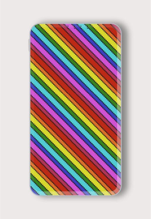 Rainbow Pixelated Diagonal Printed Designer 10000 mAh PowerBank Zapvi