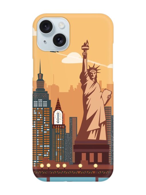 New York Statue Of Liberty Architectural Scenery Snap Case for Apple Iphone 15 Plus Zapvi