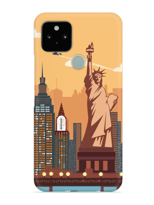 New York Statue Of Liberty Architectural Scenery Snap Case for Google Pixel 5 Zapvi