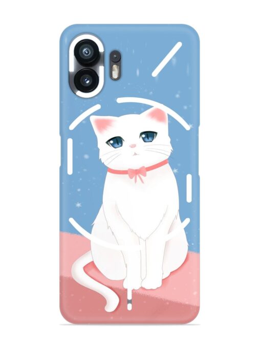 Cute White Cat Snap Case for Nothing Phone 2 Zapvi