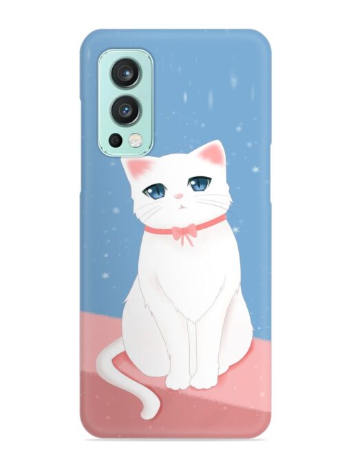 Cute White Cat Snap Case for Oneplus Nord 2 (5G) Zapvi